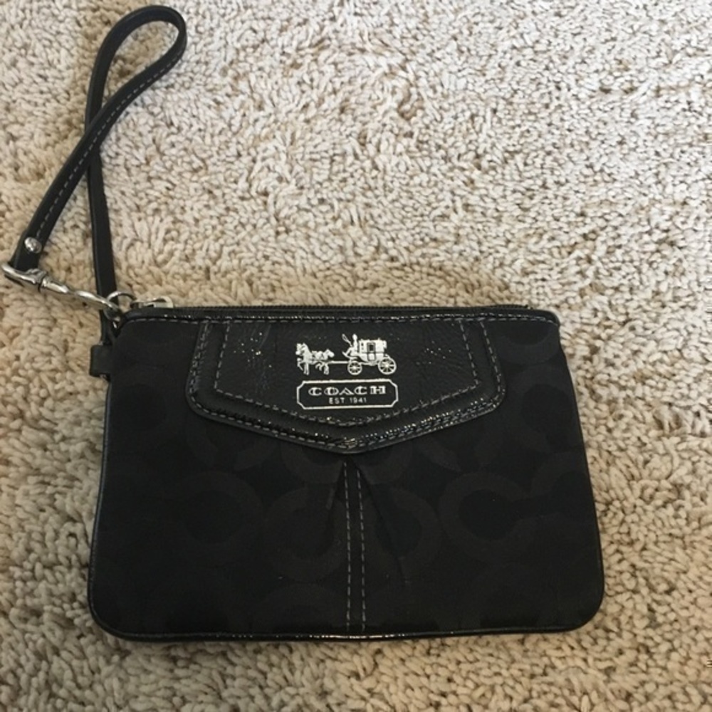 Coach Black OP Art signature wristlet - Picture 2 of 13